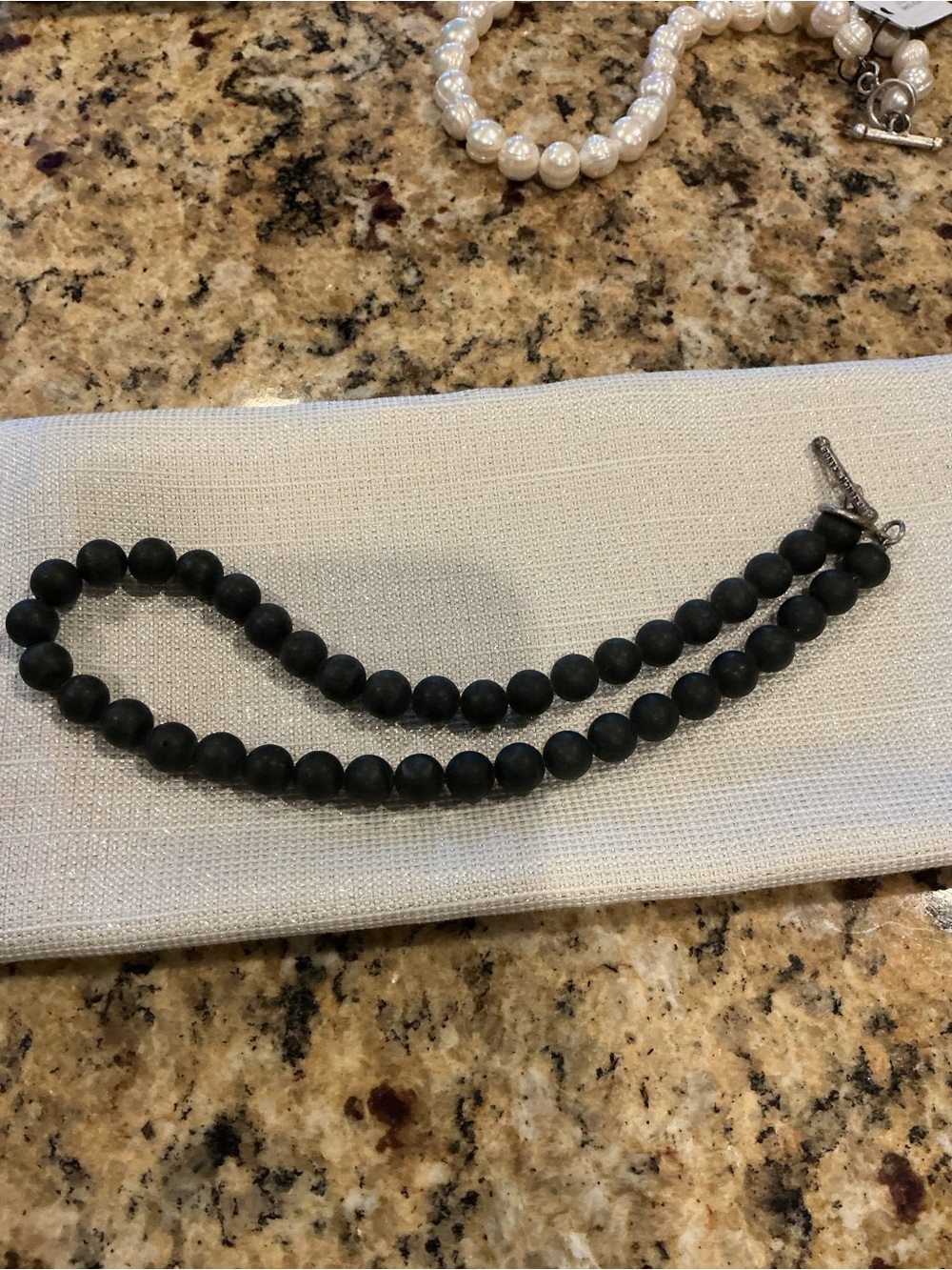 Men's Matte Black Beaded Necklace - Unbranded